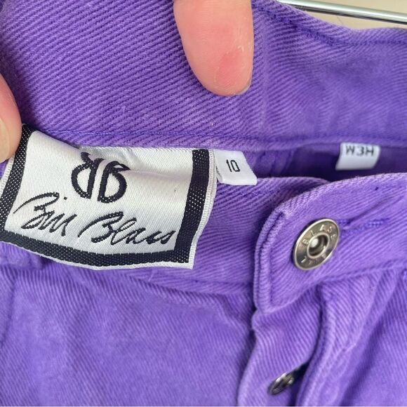 Vintage Bill Blass High Button Waist Purple Denim Distressed Shorts Size 10 - Picture 5 of 11